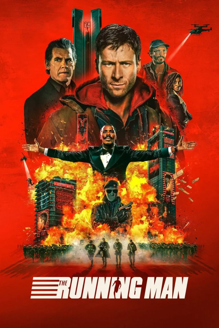 Filmposter: The Running Man — explosieve actiescene