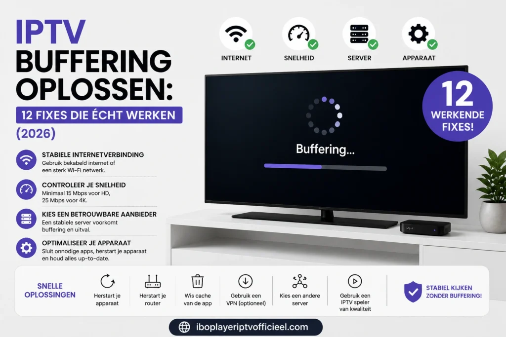 IPTV buffering oplossen: 12 fixes die echt werken (2026)